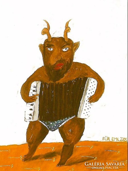 Für Emil festményének reprodukciója képeslapon - postatiszta