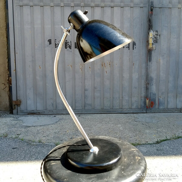 Bauhaus íróasztali lámpa felújítva /fekete - króm/ - bakelit ernyő