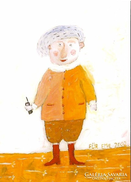Für Emil festményének reprodukciója képeslapon - postatiszta