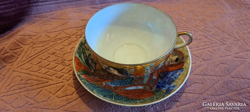 Old oriental eggshell porcelain tea cup with plate (l4073)