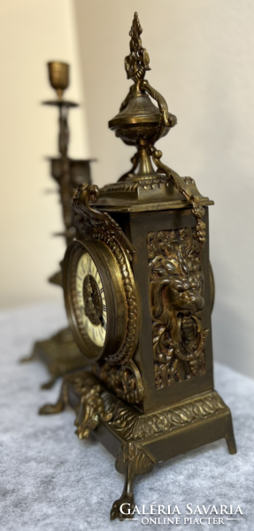 Antique half-baked mantel clock set