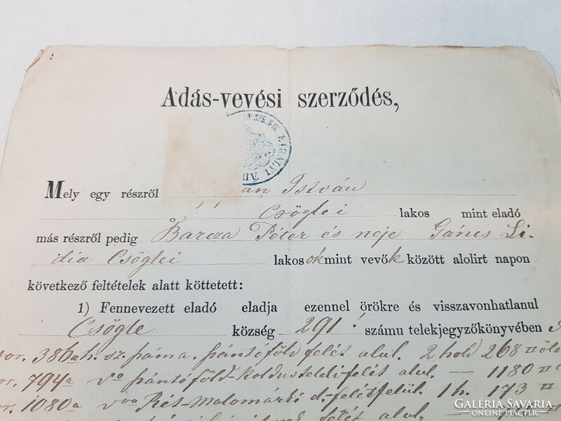 Antik adás-vevési szerződés 1869 ből.