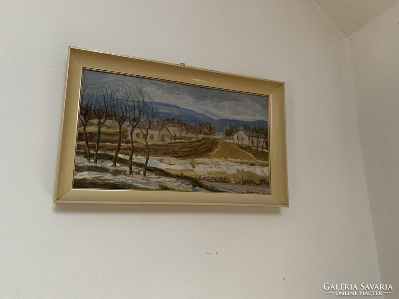 Bokor Vilmos festmény 32x58cm