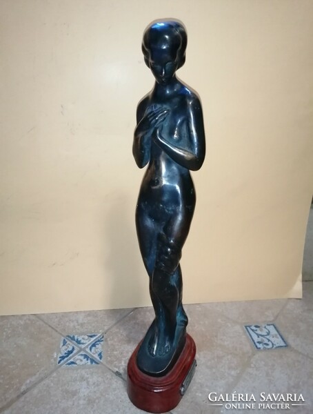 Sándor Oláh (1907-1983) - female nude, 1934 - beautiful, very rare antique bronze statue.