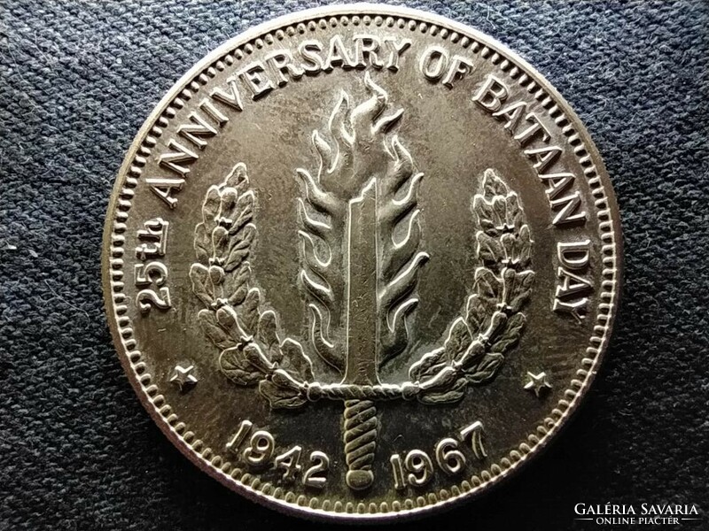 Fülöp-szigetek A Bataan-nap 25. évfordulója .900 ezüst 1 Peso 1967 BU (id68880)