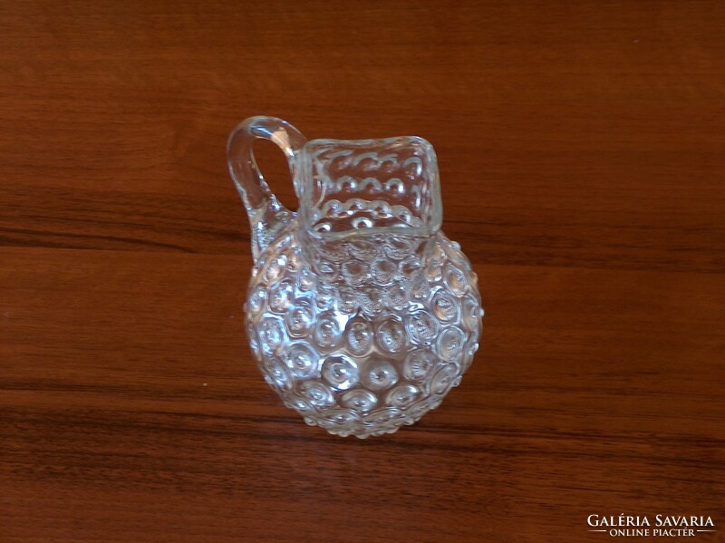 Antique baptismal jug, blistered, huta glass