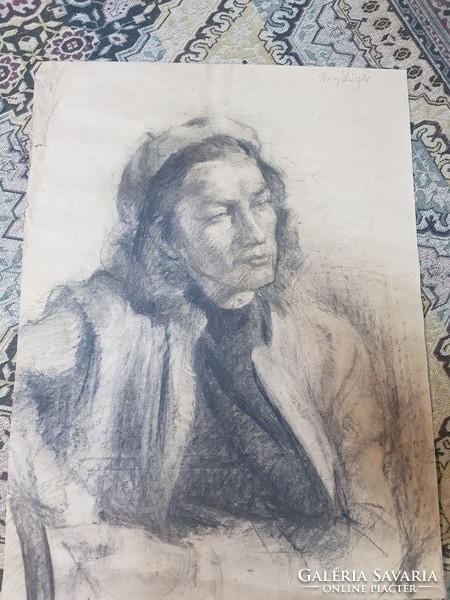 Old drawing, portrait. László Balogh