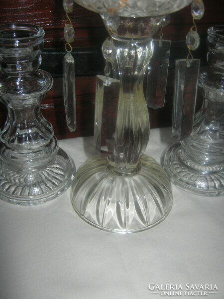 3 glass candle holders