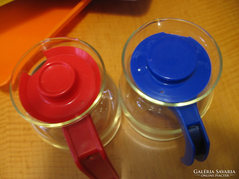 Blue and red Jena half liter jug
