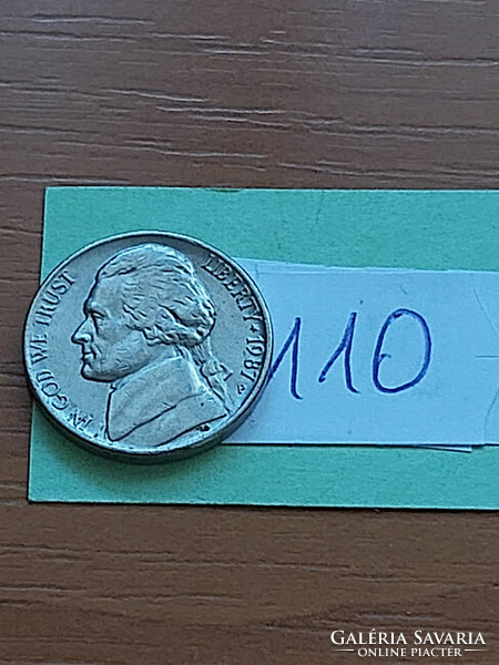 Usa 5 cents 1987 / p, thomas jefferson, copper-nickel 110