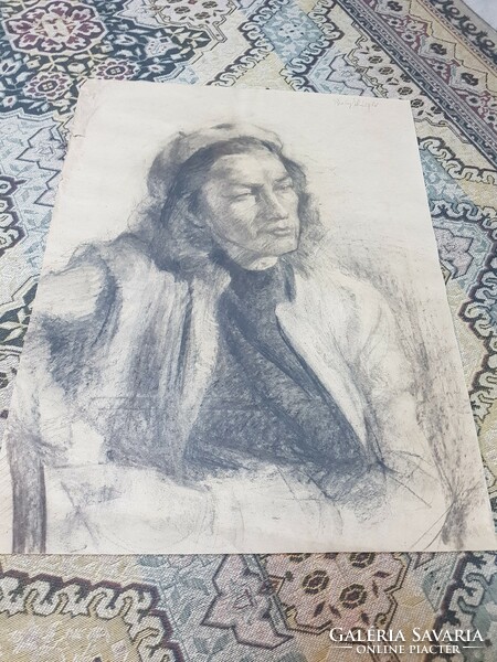 Old drawing, portrait. László Balogh