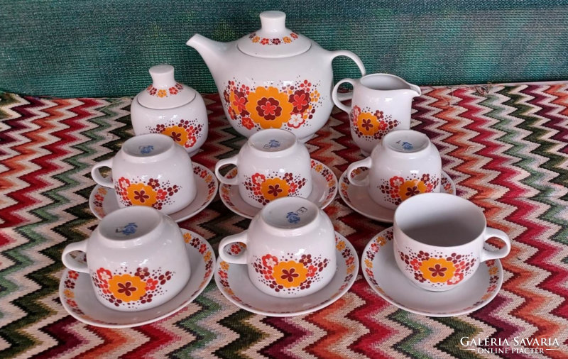 6 Personal lowland porcelain tea set cup jug, sugar bowl, cream nostalgia heirloom