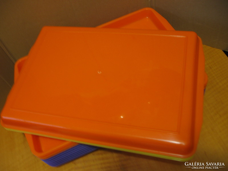 Colored plastic trays
