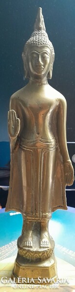 ANTIK THAI SÁRGARÉZ súlyos BUDDHA SZOBOR 24 cm - Art&Decoration