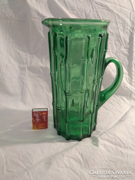 Mindcentury green glass jug with bamboo pattern