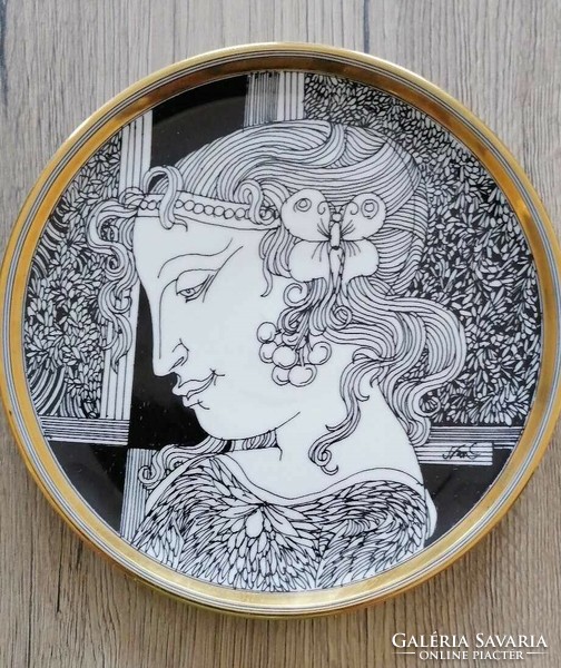 Hollóháza porcelain Saxon endre butterfly wall plate