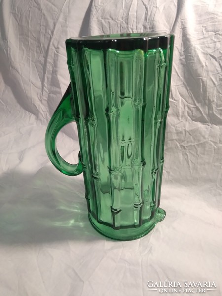 Mindcentury green glass jug with bamboo pattern