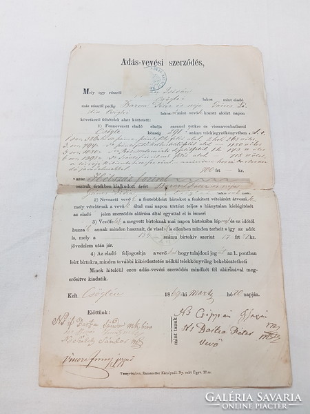 Antik adás-vevési szerződés 1869 ből.