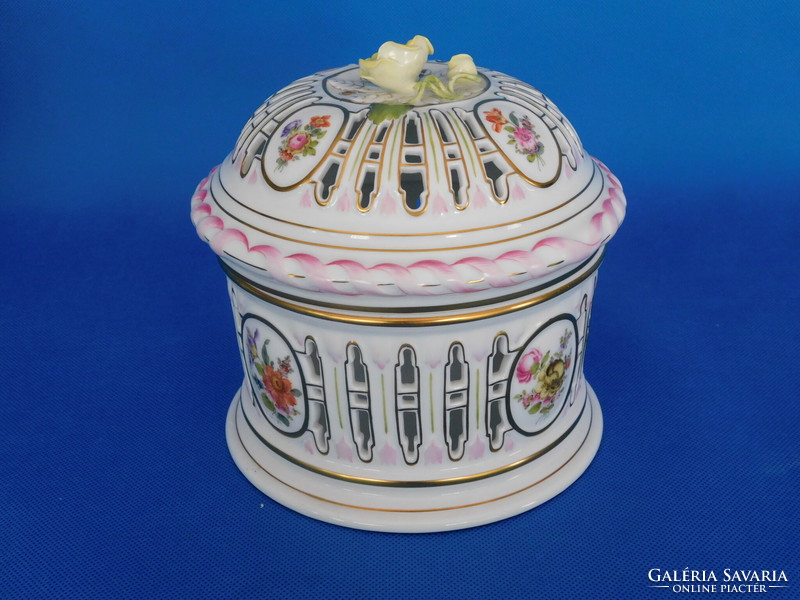 Herend windsor avec bord en or siple richly painted biscuit holder