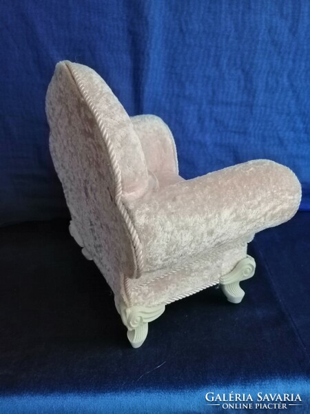 Antique doll furniture, doll house toy. Armchair, jewelry holder