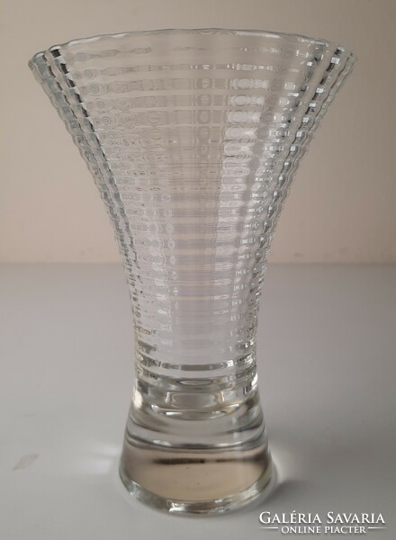 Vintage French cast glass op-art vase