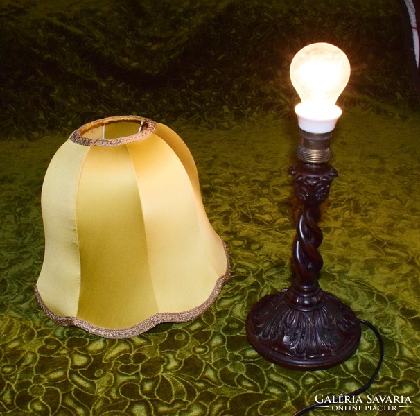 Tin German style, graceful, carved, antique, wooden table lamp, works with shade 45 x 30 cm!