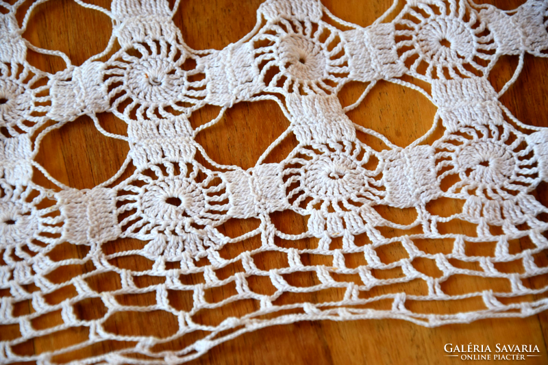 Antique old hand crocheted net fillet small tablecloth needlework 2 display lace 30 cm 43 cm