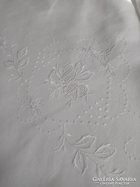 Antique cushion cover with white embroidery, 69 x 75 cm