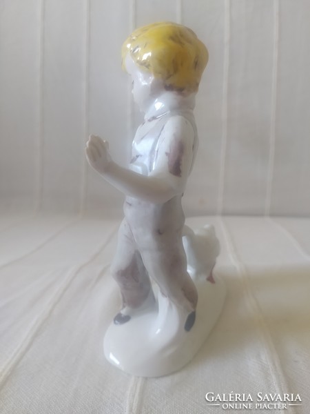 NÉMET PORCELÁN FIGURA SZÉP FESTÉSŰ, HIBÁTLAN, JELZETT, 17 CM