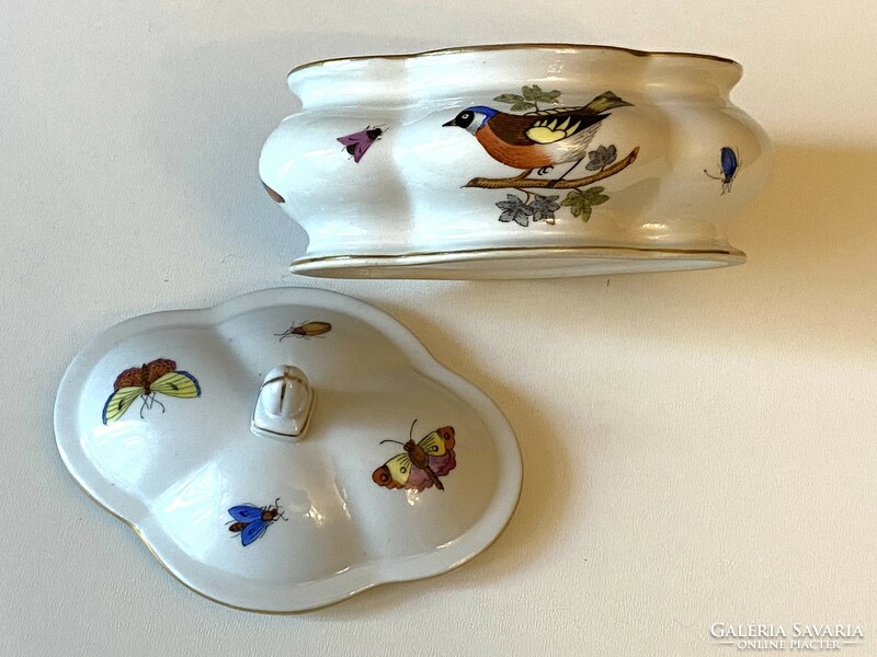 Óherend covered bird and butterfly jewelry holder bowl