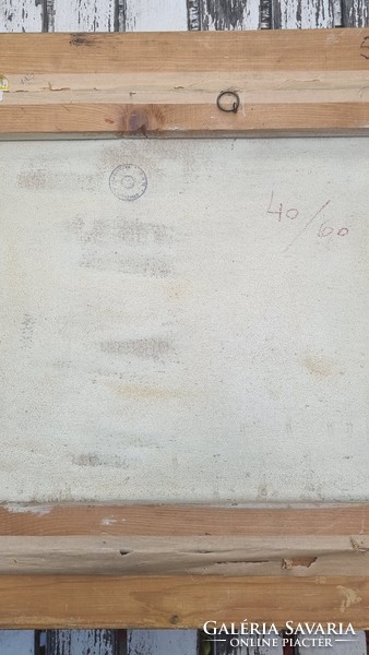 Ismeretlen festő - Vízparton BÁV matrica, kivételi pecsét 40x60