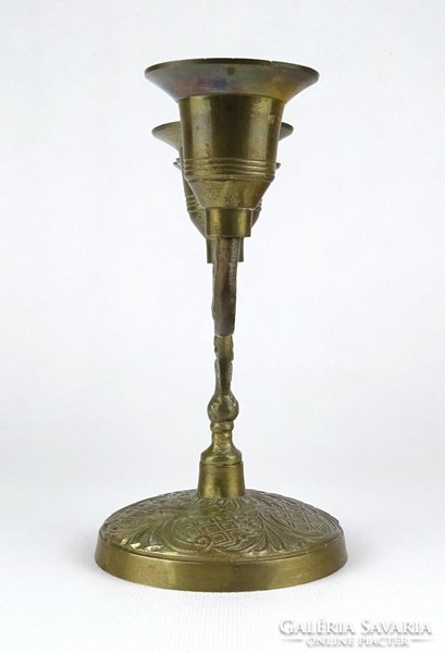 1L632 Jelzett indiai ötágú réz Kapri gyertyatartó 17.5 x 25 cm