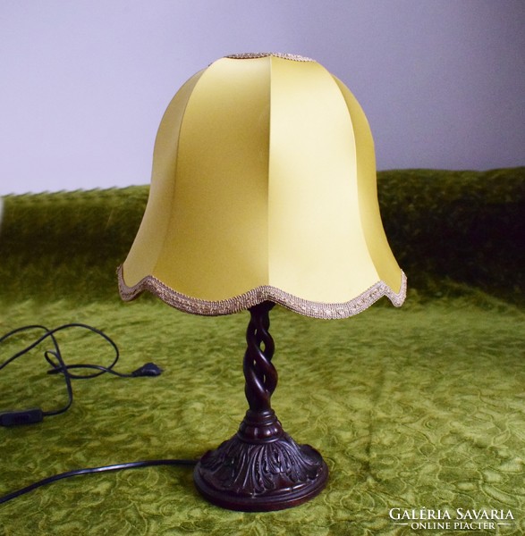 Tin German style, graceful, carved, antique, wooden table lamp, works with shade 45 x 30 cm!