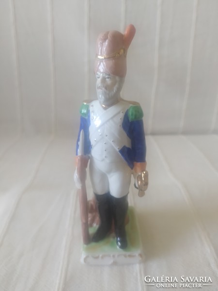 NÉMET PORCELÁN KATONA FIGURA SZÉP FESTÉSŰ, HIBÁTLAN, JELZETT, 20  CM