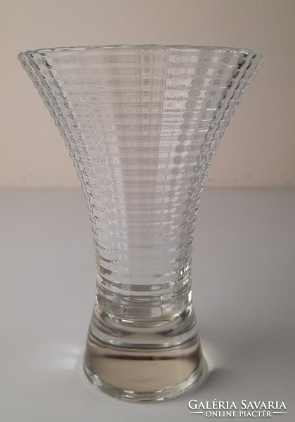 Vintage francia öntött üveg op-art váza