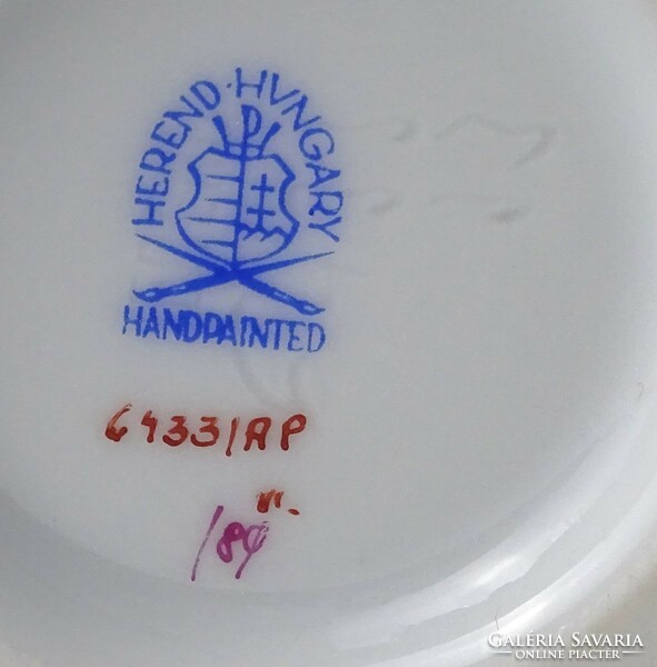 1L636 Indiai kosaras Herendi oroszlánlábas porcelán kaspó 18 cm