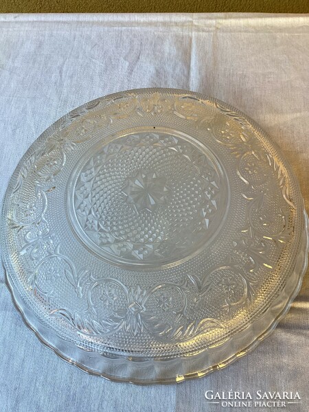 Pressed glass serving bowl 30 cm.