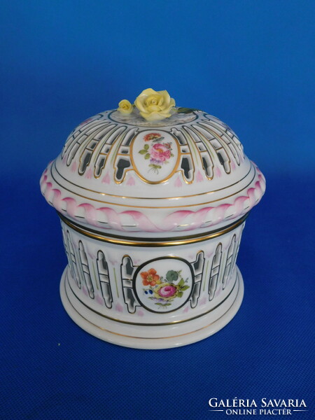 Herend windsor avec bord en or siple richly painted biscuit holder