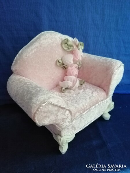 Antique doll furniture, doll house toy. Armchair, jewelry holder
