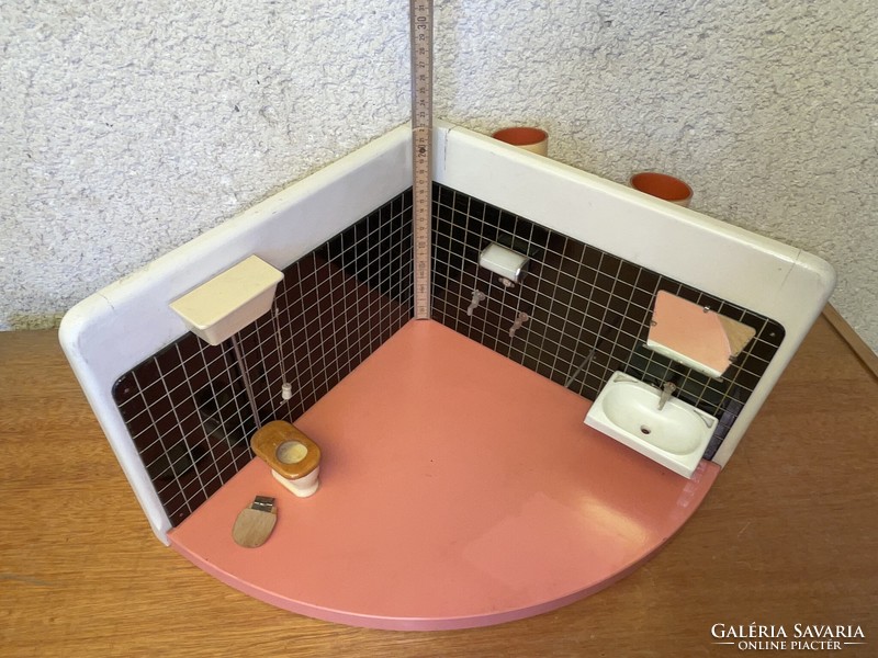Régi keletnémet játék fürdőszoba bababútor 50-60-as évek