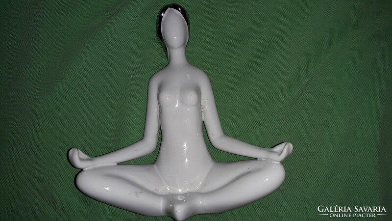 Beautiful art deco eosin porcelain figure female nude yoga meditative pose lotus seat as shown in the pictures