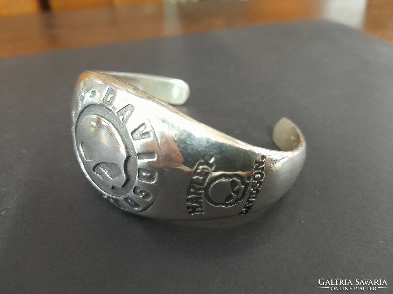 Harley davidson solid silver 925 bangle, bracelet. 55.5 grams.