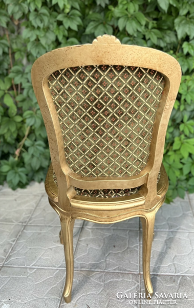 Gilded restored neo-baroque style upholstered chair
