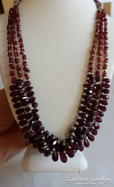 Genuine garnet 925 sterling silver necklace