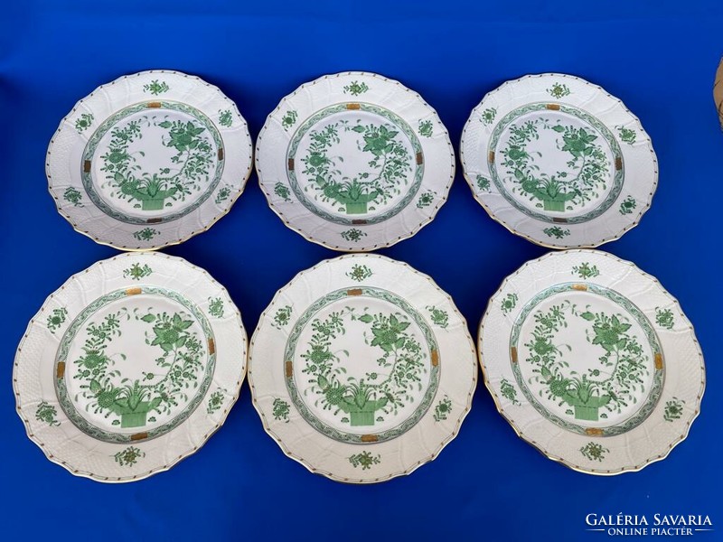 Herend green Indian basket flat plates