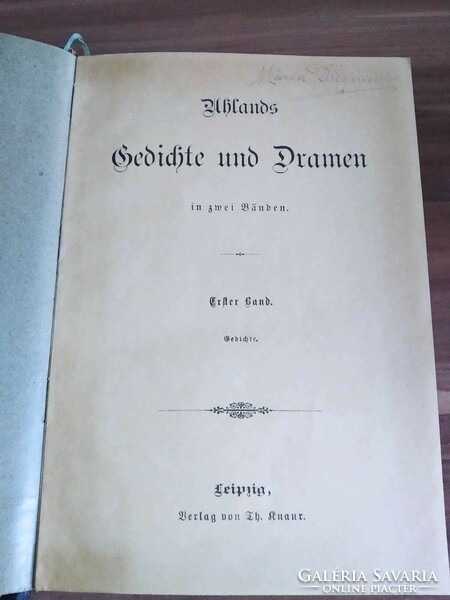 Gótbetűs német nyelvű könyv, Uhlands, Gedichte und Dramen, 1880-90-es évek körüli