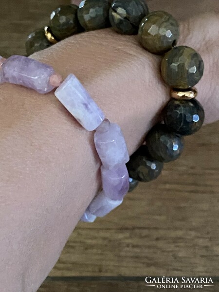 Lavender amethyst bars with tourmaline spacers