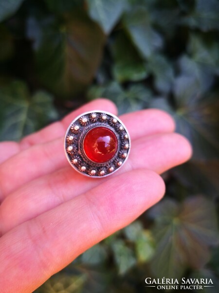 Beautiful silver ring with carnelian stones