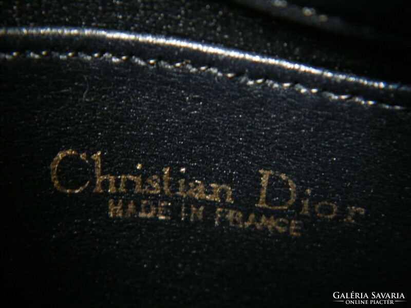 Vintage christian dior blue monogrammed shoulder bag with leather hardware