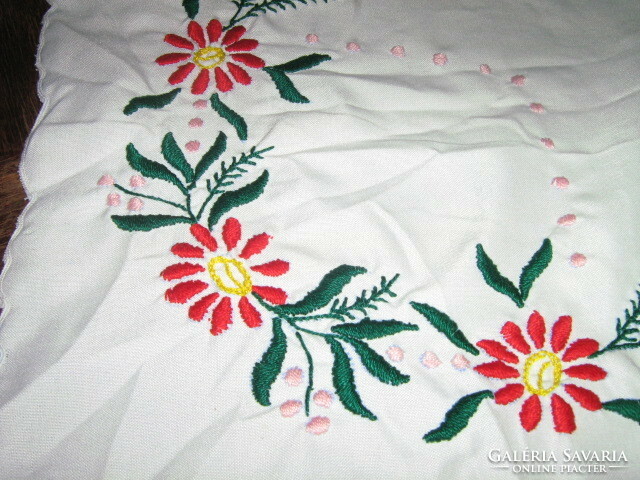 Beautiful floral hand-embroidered runner tablecloth